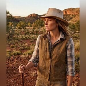 Beautiful Taupe Leather “Australian Walkabout” Hat in Unisex Design